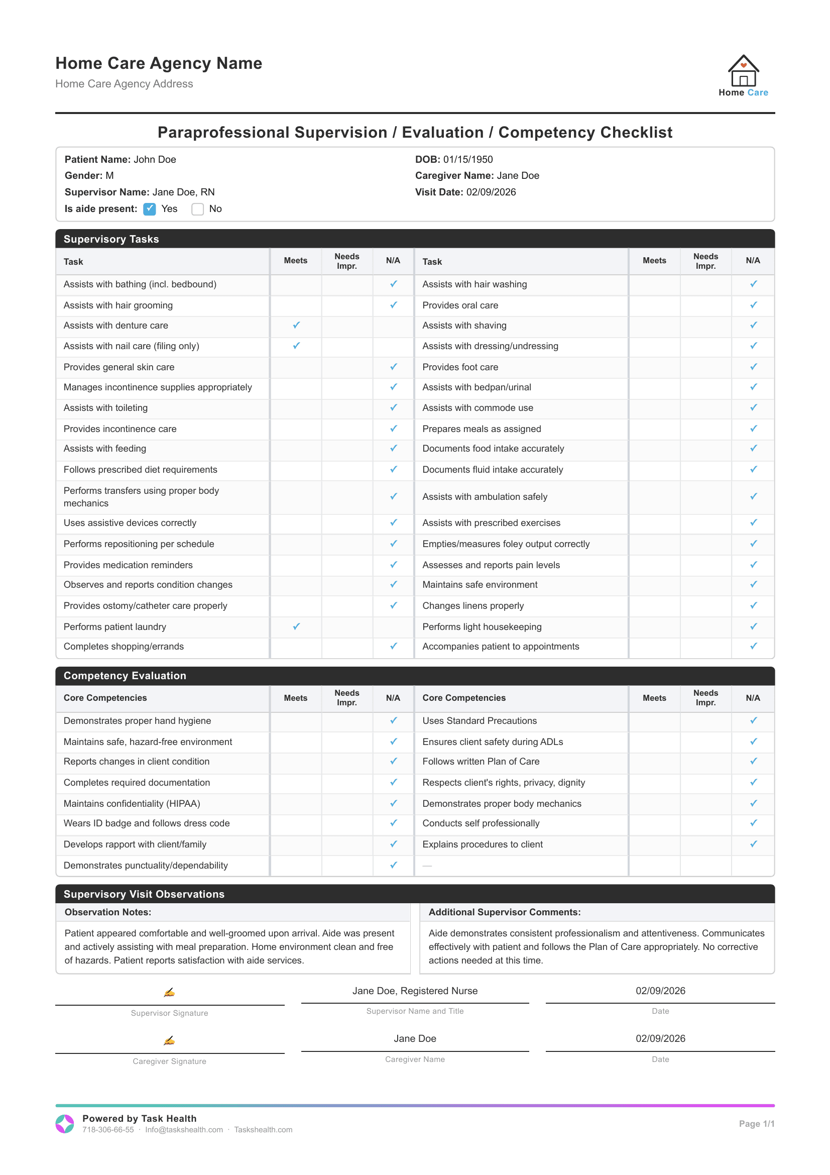 Supervisory Form preview