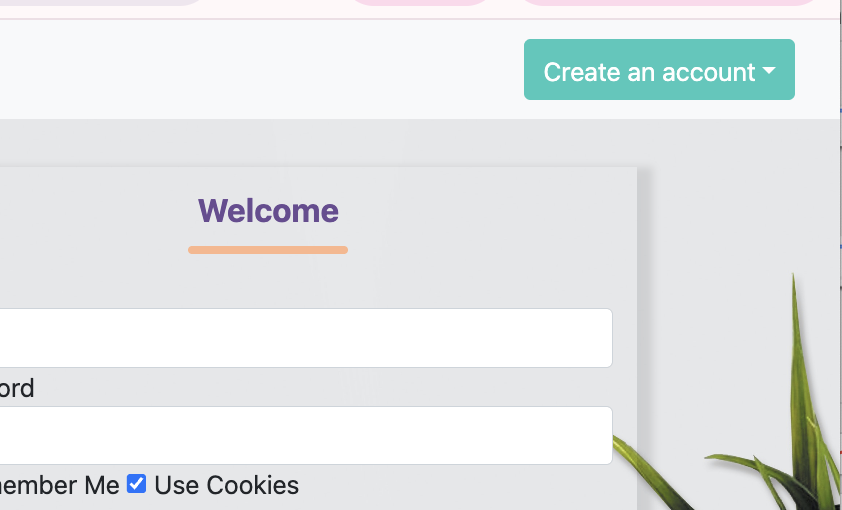 Create an account button highlighted