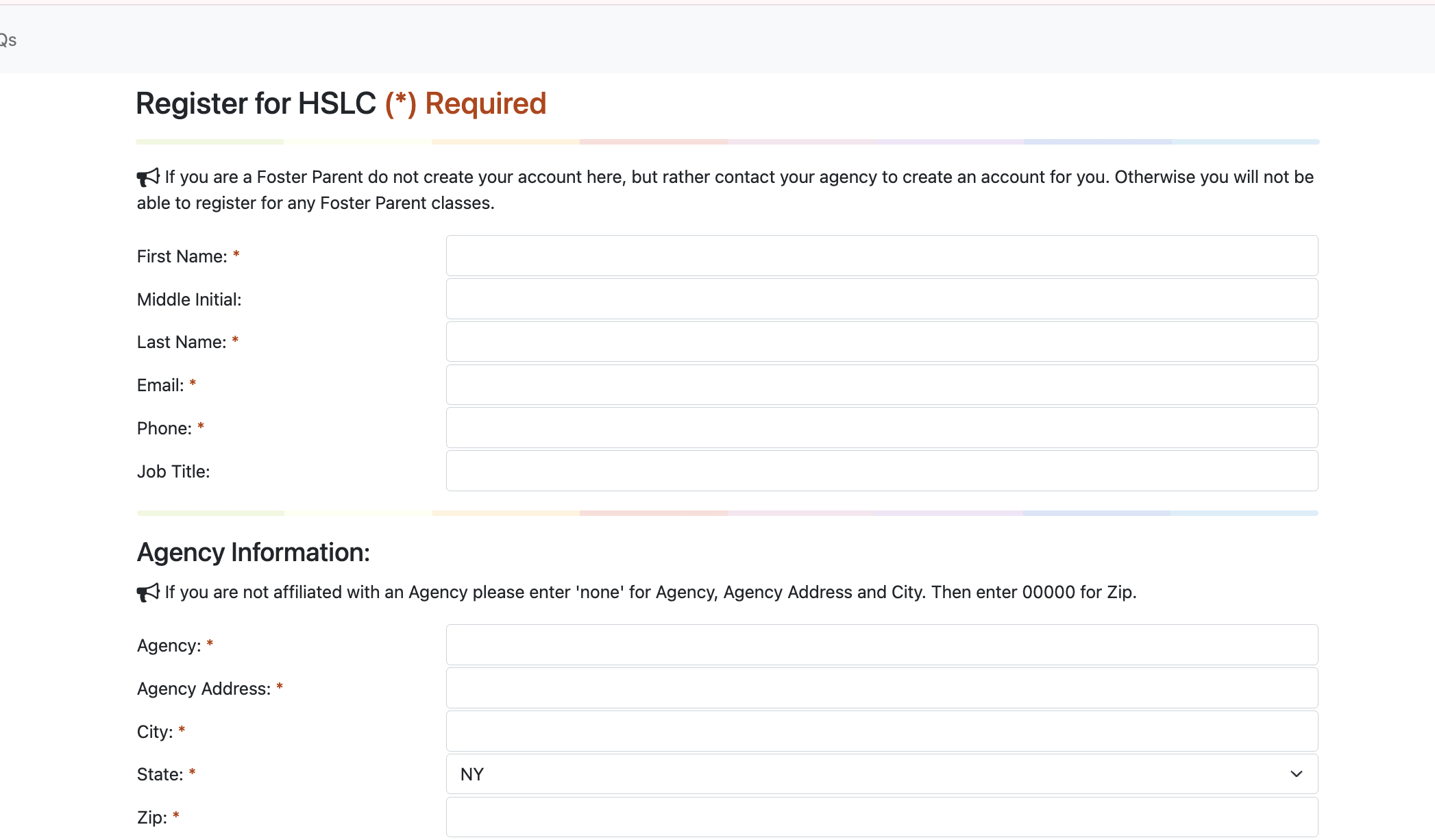 HSLC registration form